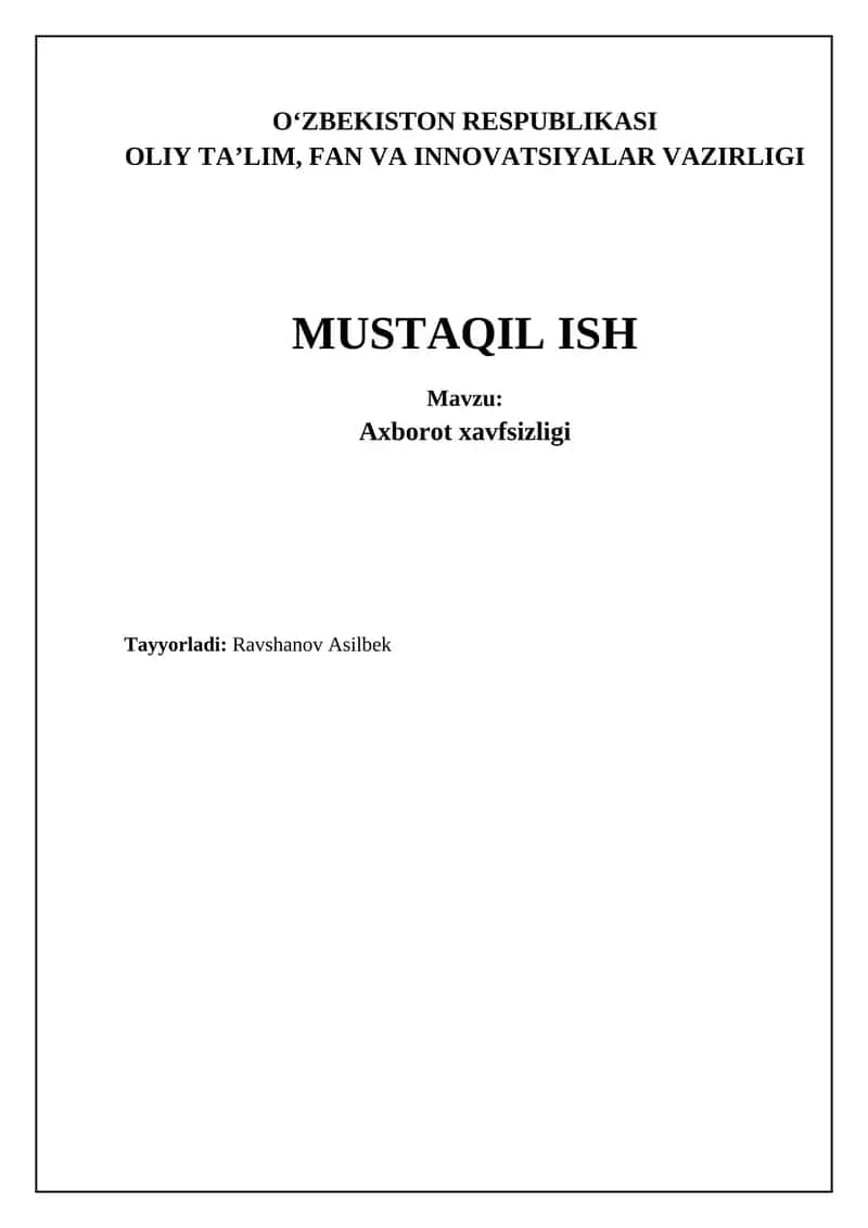 Axborot xavfsizligi