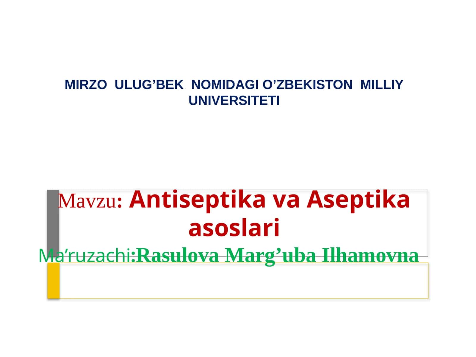 Antiseptika va Aseptika asoslari