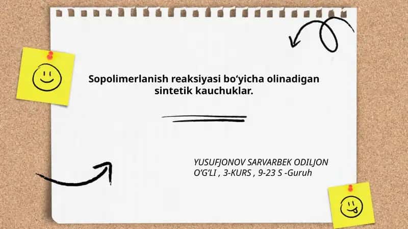 Sopolimerlanish reaksiyasi bo‘yicha olinadigan sintetik kauchuklar