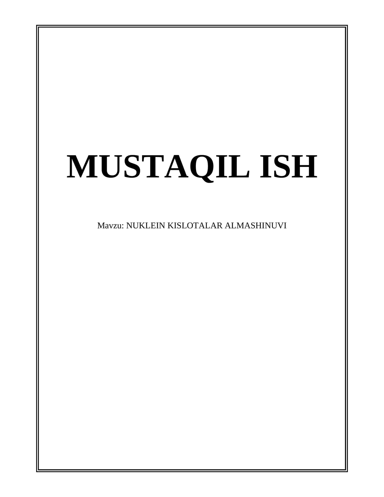 Nuklein Kislotalar Almashinuvi