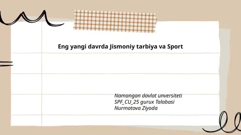 Eng yangi davrda Jismoniy tarbiya va Sport