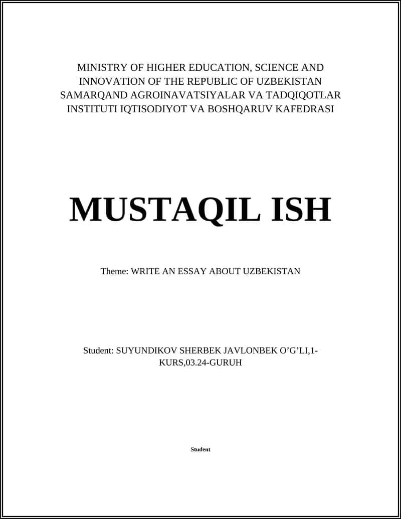 WRITE AN ESSAY ABOUT UZBEKISTAN