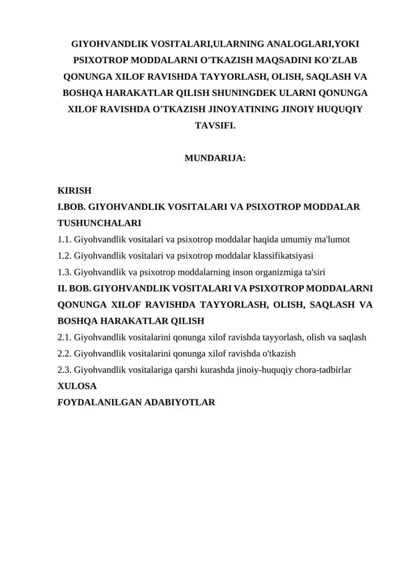 Giyohvandlik vositalari va psixotrop moddalar