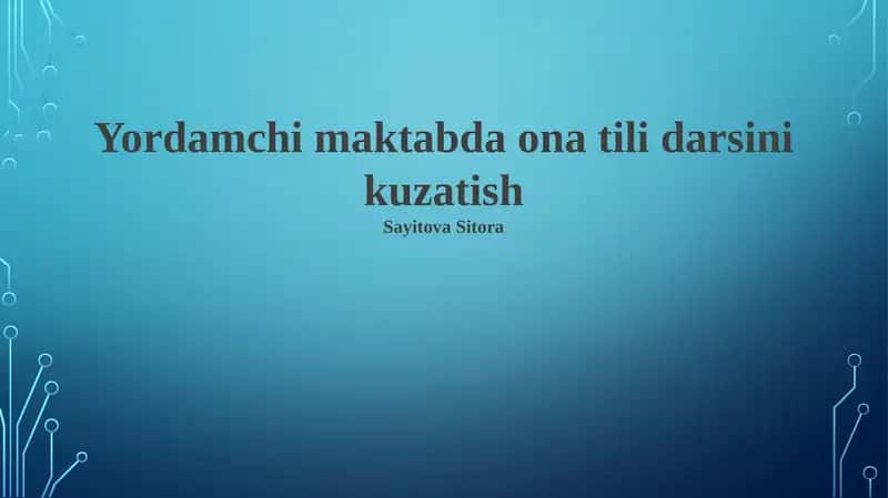 Ona tili darsini kuzatish