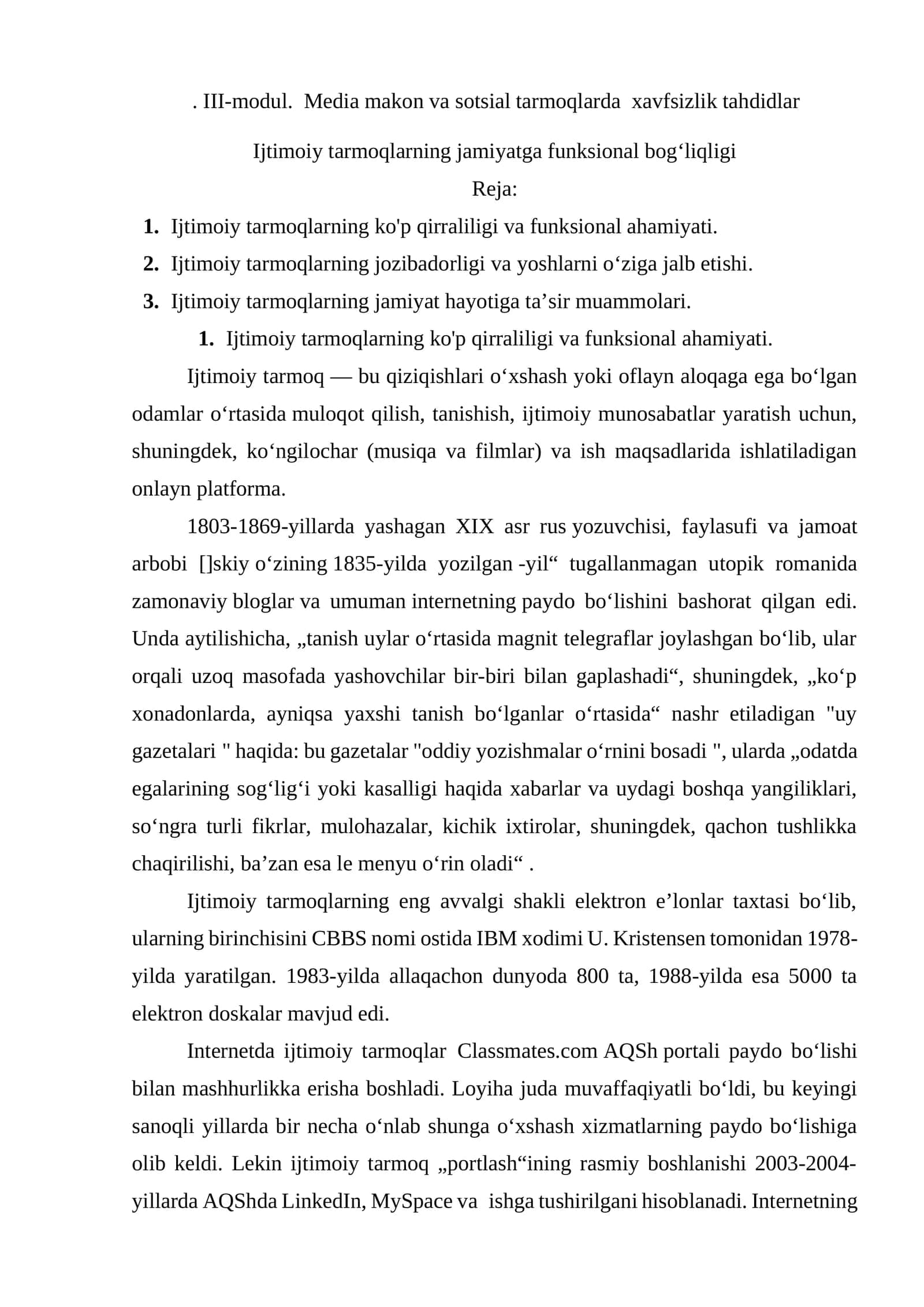 Media makon va sotsial tarmoqlarda xavfsizlik tahdidlar