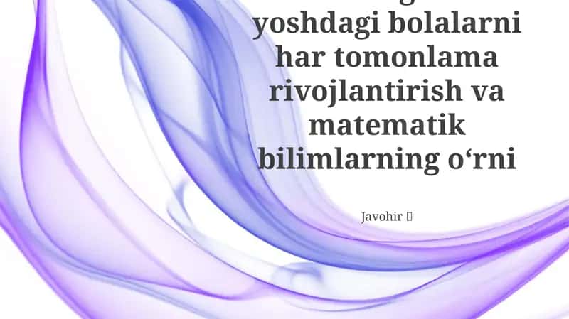 Erta Ta'lim Uchun Matematika Asoslari