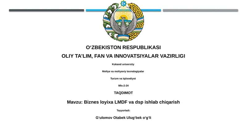 Biznes loyixa LMDF va dsp ishlab chiqarish