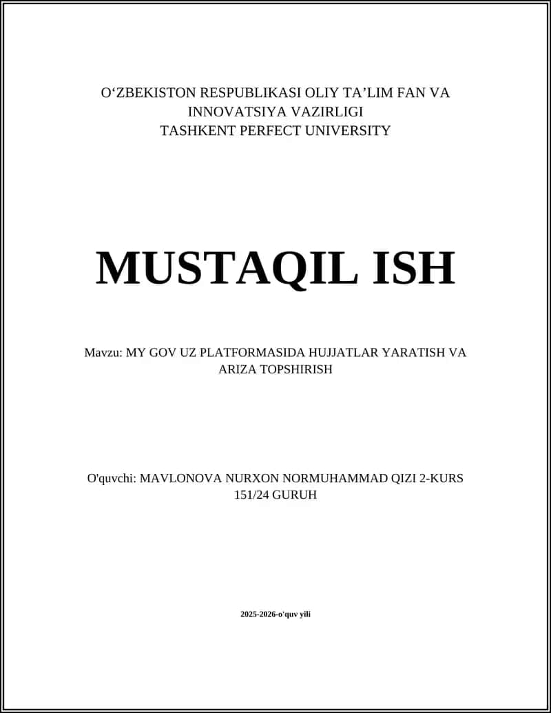MY GOV UZ PLATFORMASIDA HUJJATLAR YARATISH VA ARIZA TOPSHIRISH