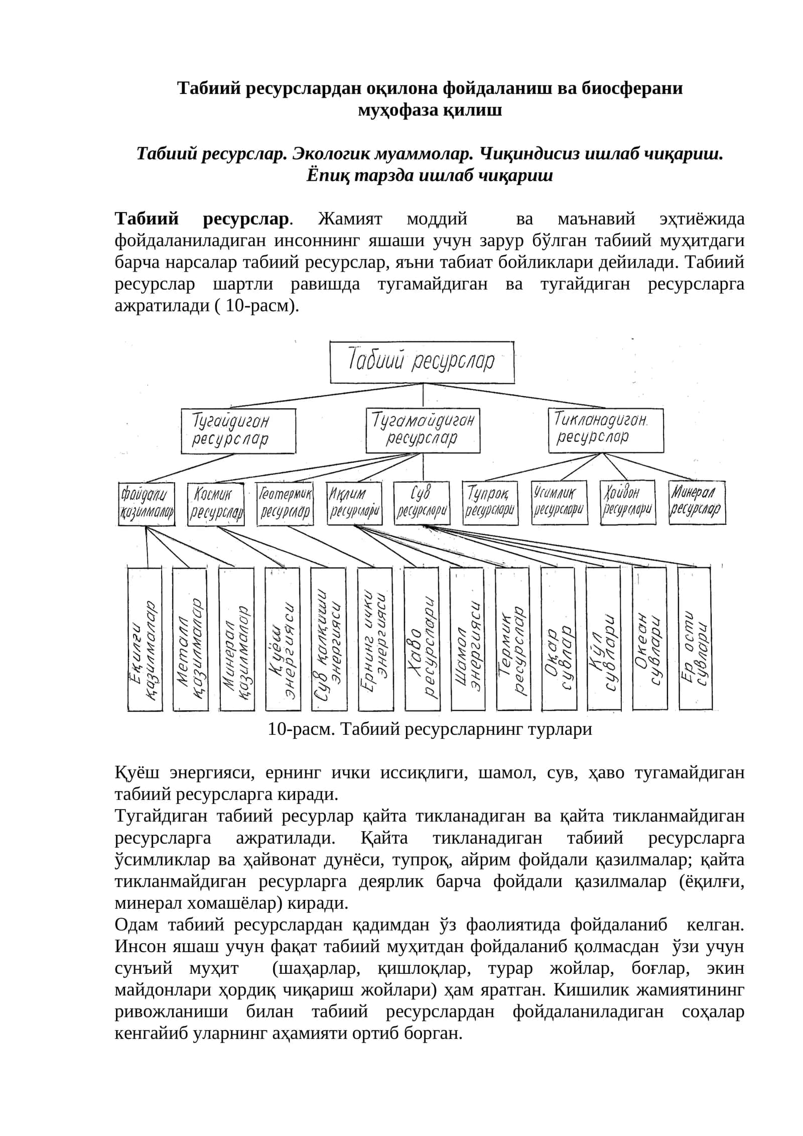 Табиий ресурслар