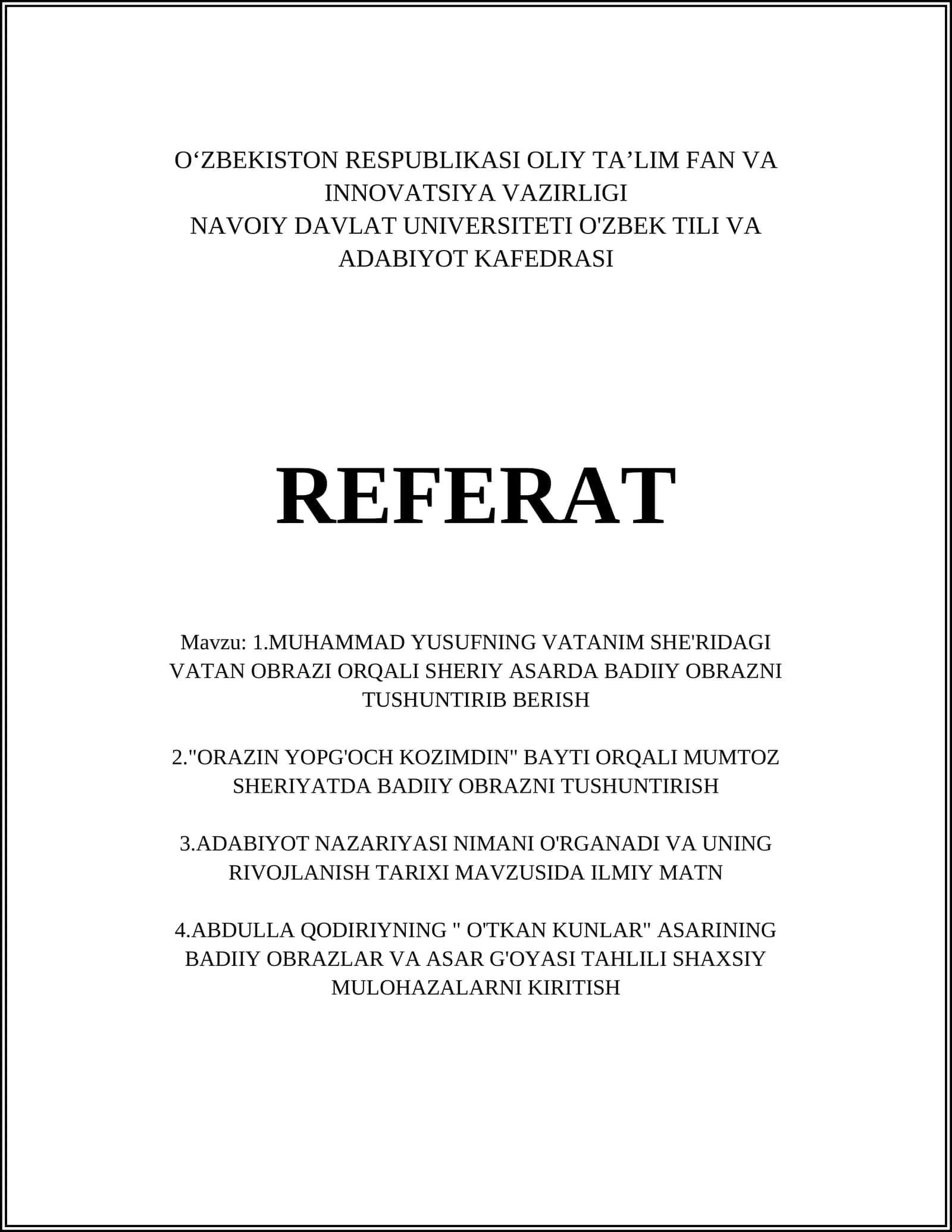 NAZORAT REJALARI