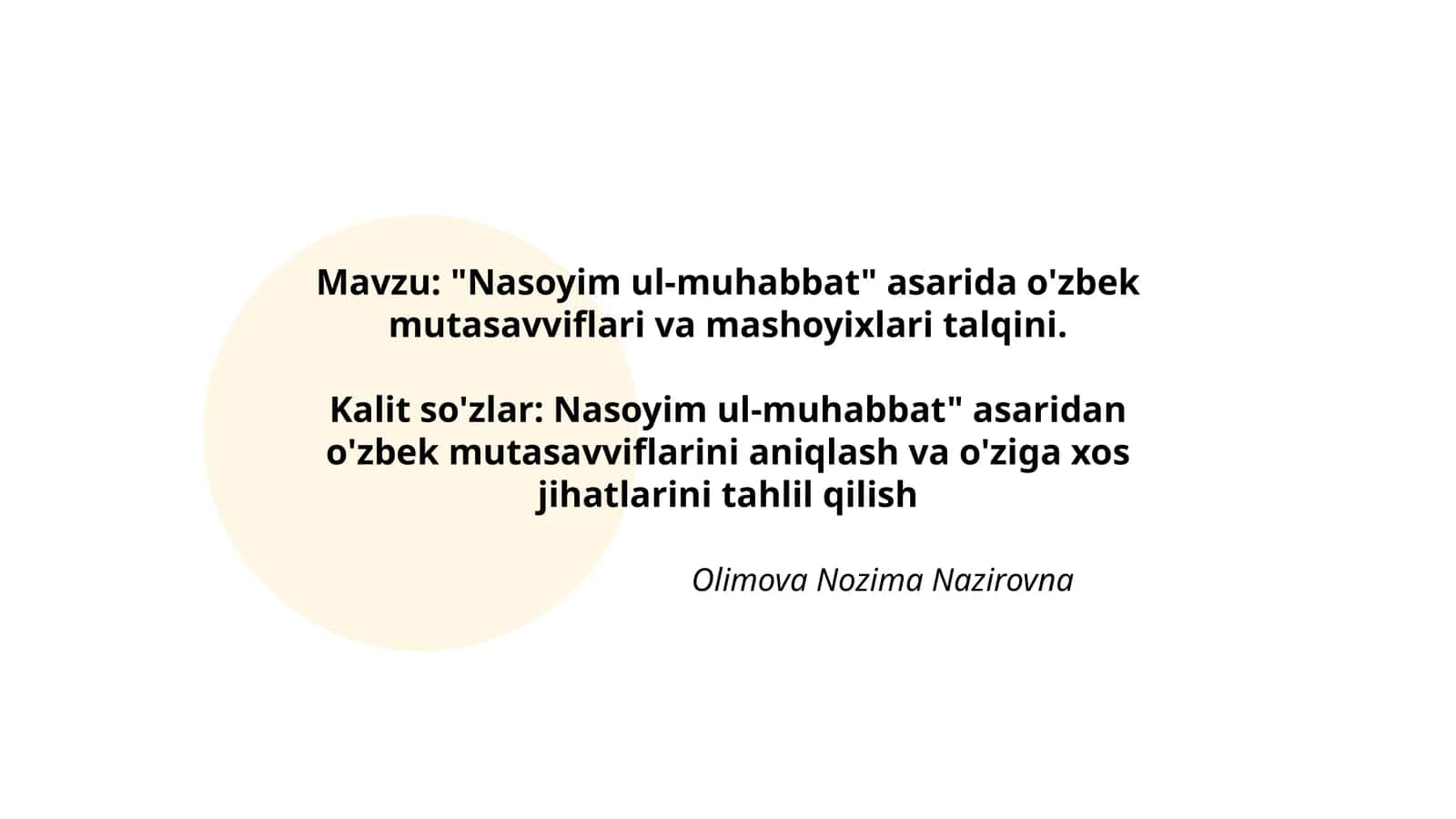 "Nasoyim ul-muhabbat"