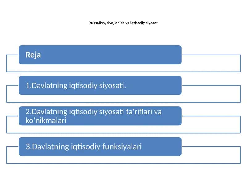 Yuksalish, rivojlanish va iqtisodiy siyosat