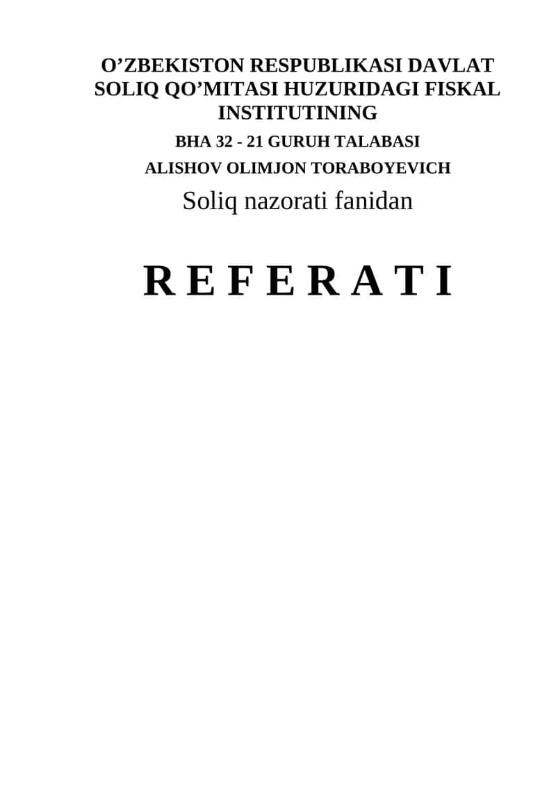 Soliq auditini o'tkazish tartib-qoidalari