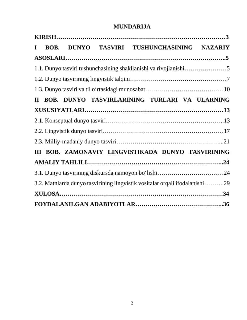 DUNYO TASVIRLARI VA UNING TURLARI