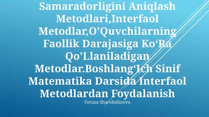 Didaktik O'Yin Metodlari