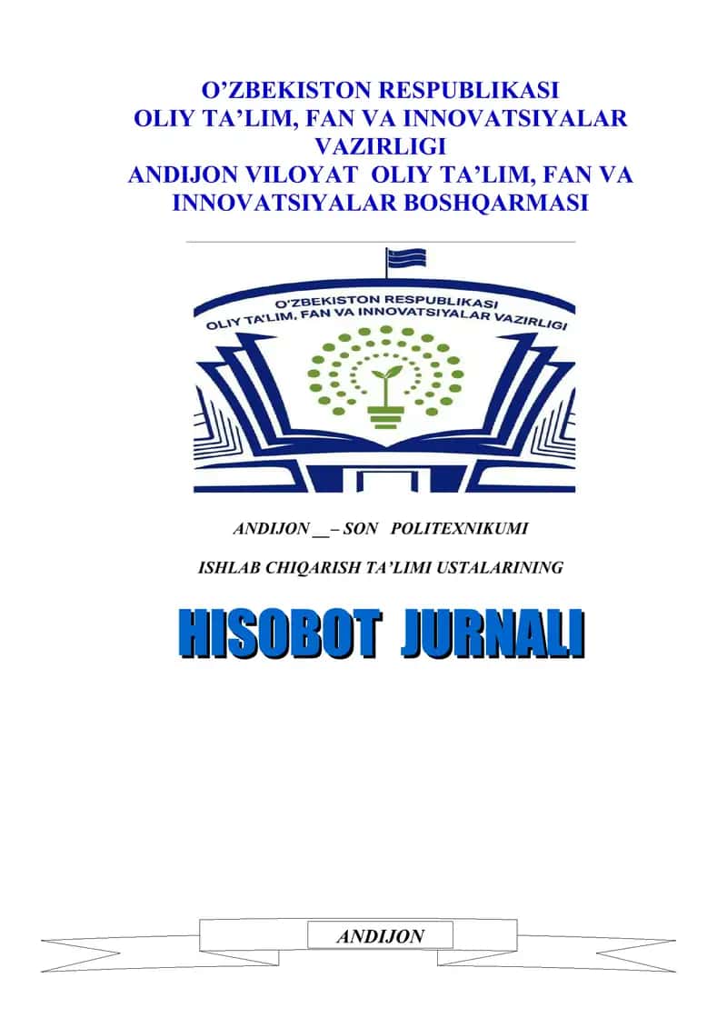 Ishlab chiqarish ta'limi ustasi Hisobot jurnali