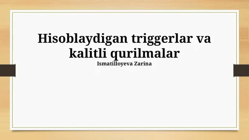 Kalitlash qurilmalari turlari va xususiyatlari
