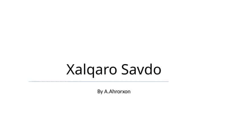 Xalqaro Savdo