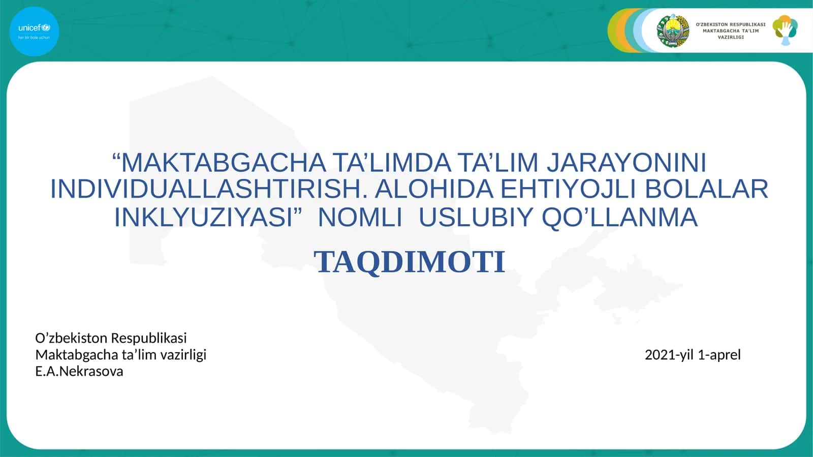 MAKTABGACHA TA’LIMDA TA’LIM JARAYONINI INDIVIDUALLASHTIRISH. ALOHIDA EHTIYOJLI BOLALAR INKLYUZIYASI