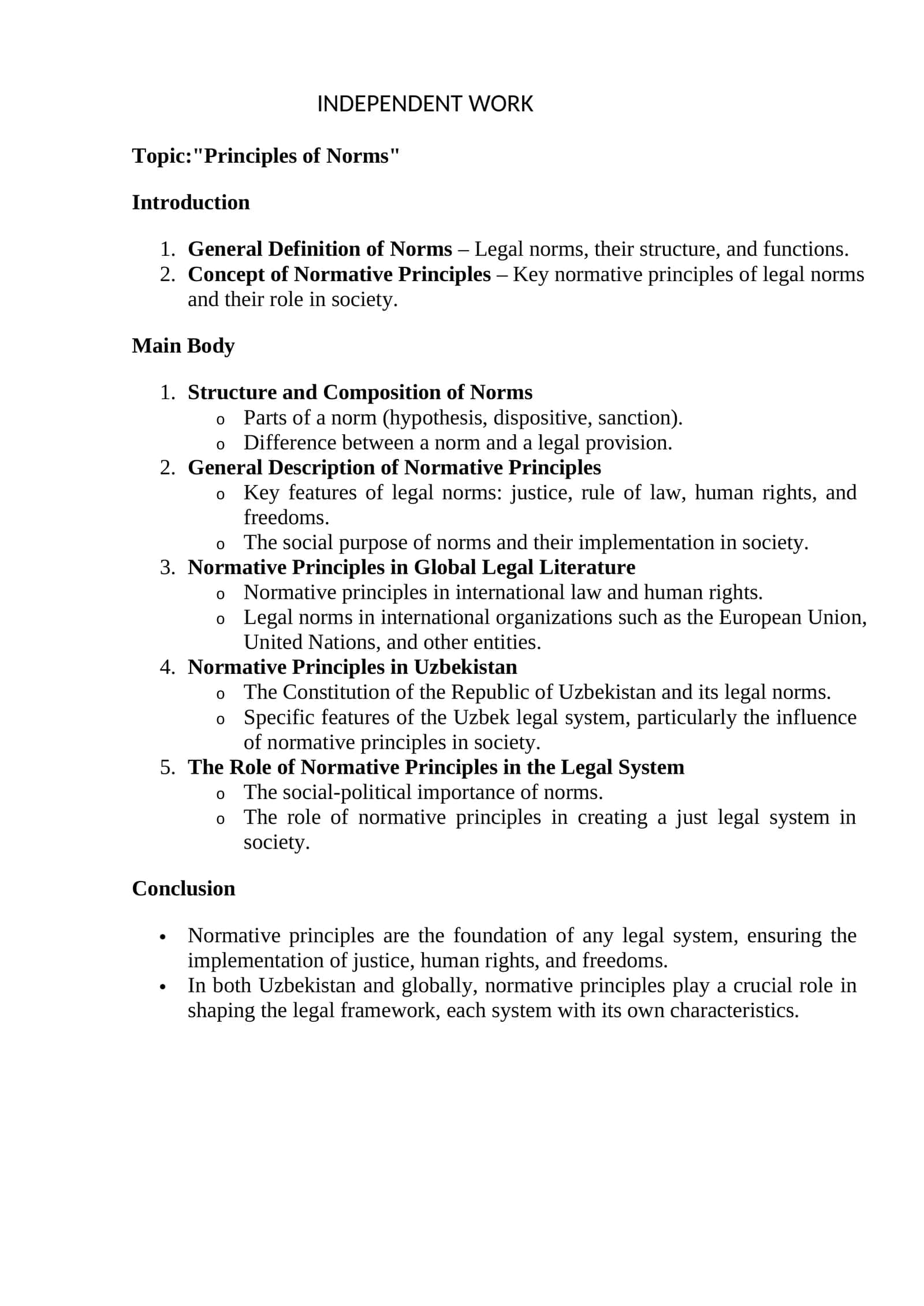 Principles of Norms in Legal Society