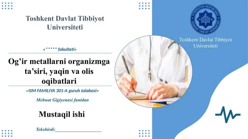 Og’ir metallarni organizmga ta’siri, yaqin va olis oqibatlari - Оғир металларни организмга таъсири, яқин ва олис оқибатлари