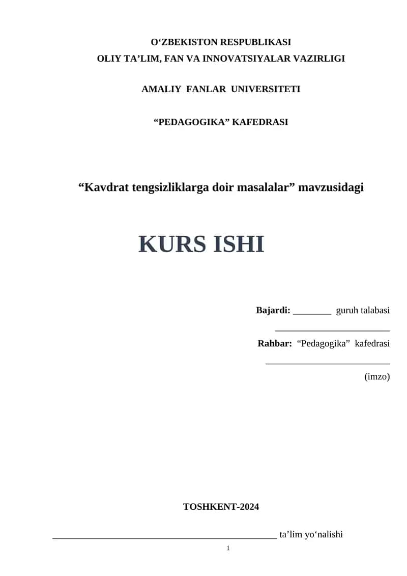 Kavdrat tengsizliklarga doir masalalar