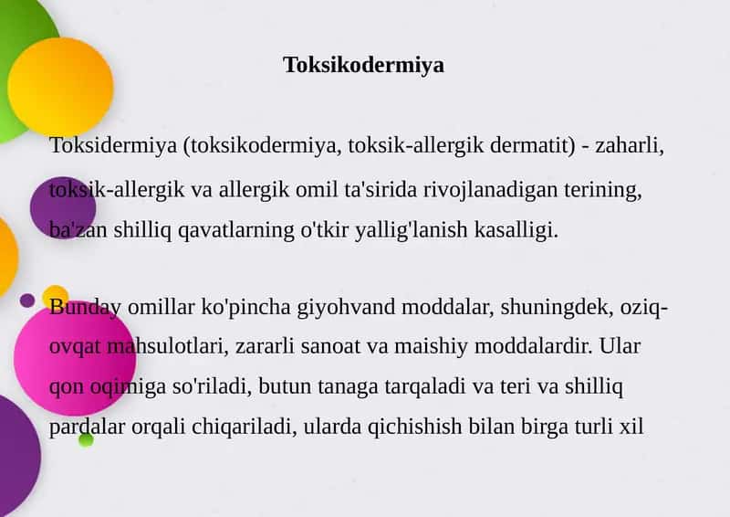 Toksikodermiya