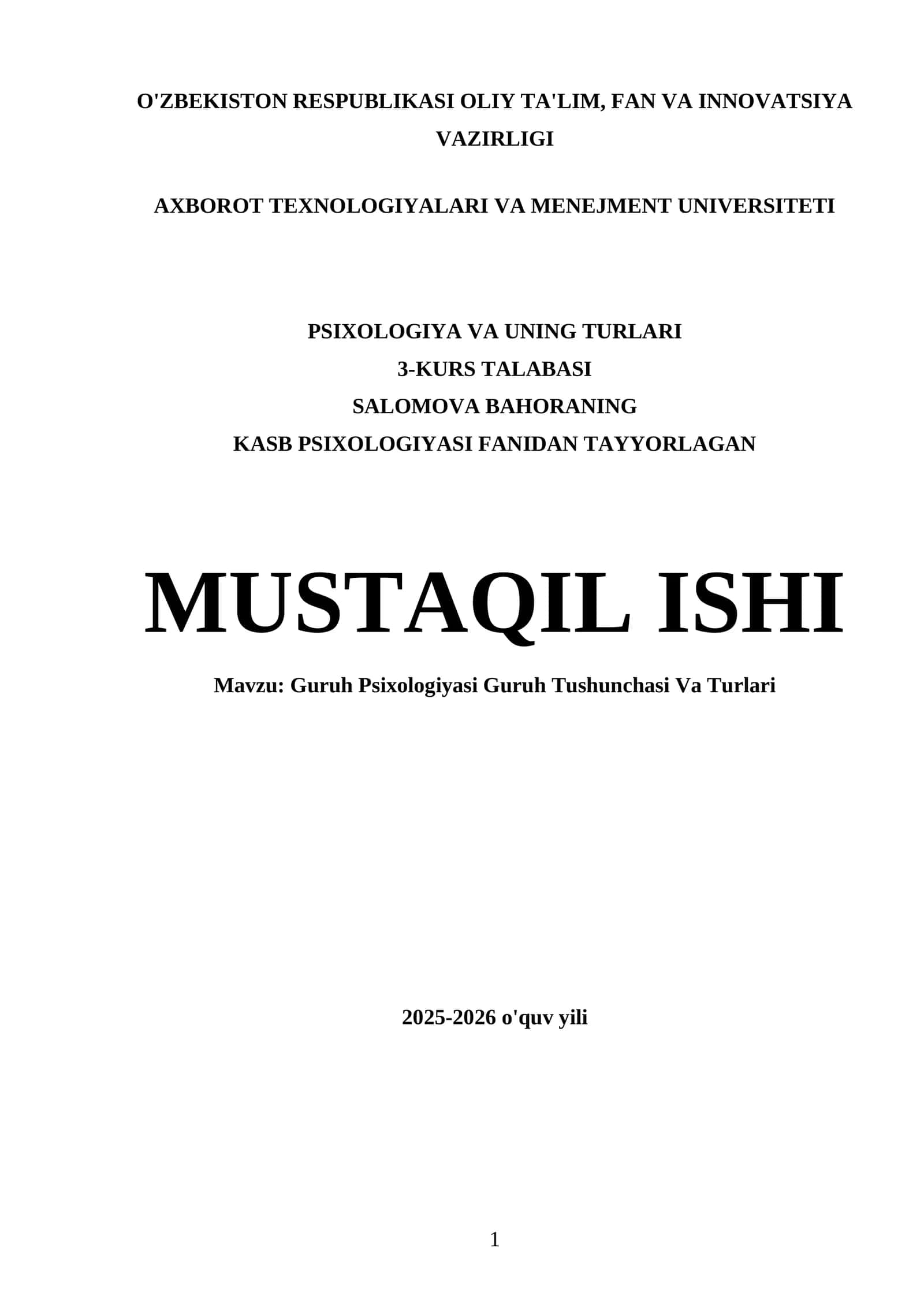 Guruh Psixologiyasi Guruh Tushunchasi Va Turlari