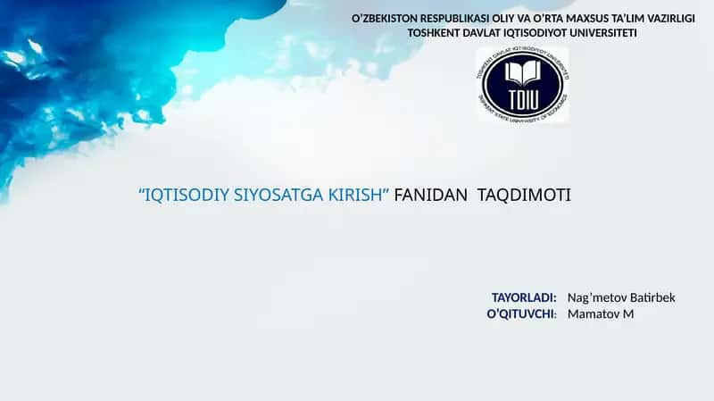 IQTISODIY SIYOSATGA KIRISH