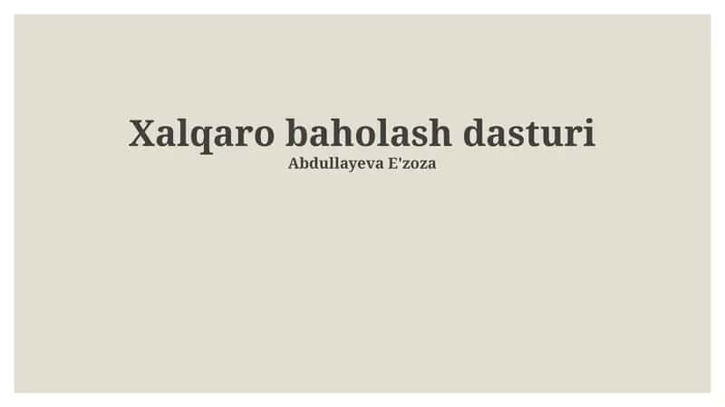Xalqaro baholash dasturi