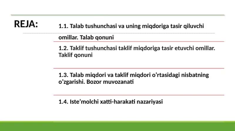 Talab-bu iste'molchilarning ma'lum bir vaqtda vomi daturlar narxlarda sotib olishga tayyor va qodir bo'lgan tovar