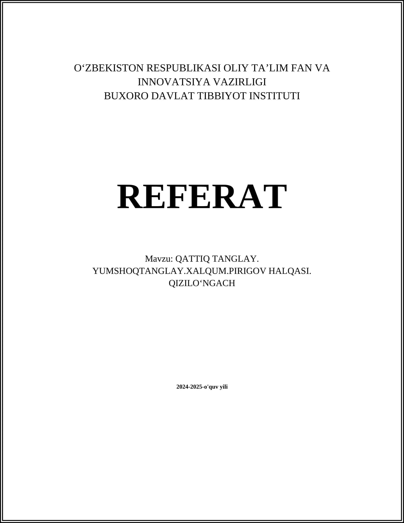 QATTIQ TANGLAY. YUMSHOQTANGLAY.XALQUM.PIRIGOV HALQASI. QIZILOʻNGACH