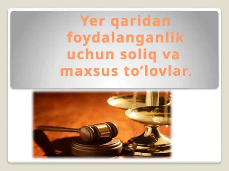Yerqaridan foydalanishda soliq va maxsulotlar to'lovlar