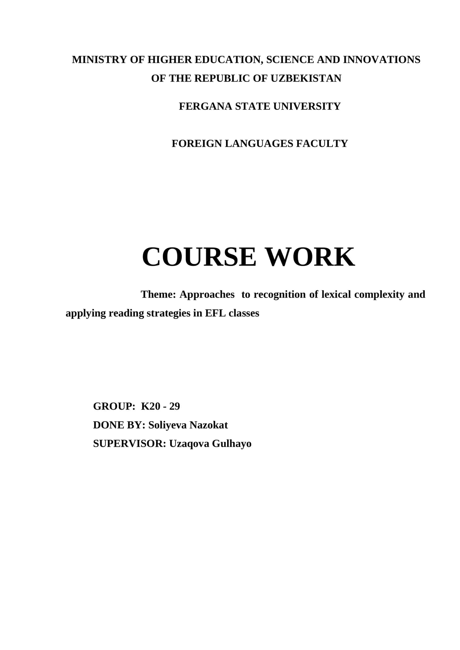 Approaches to Recognition of Lexical Complexity in EFL Classes