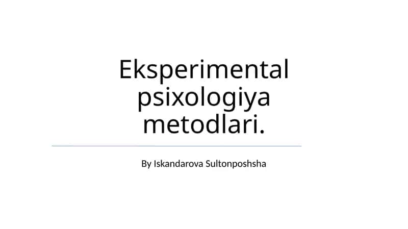 Eksperimental psixologiya metodlari