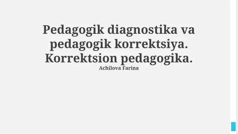 Pedagogik diagnostika va pedagogik korrektsiya