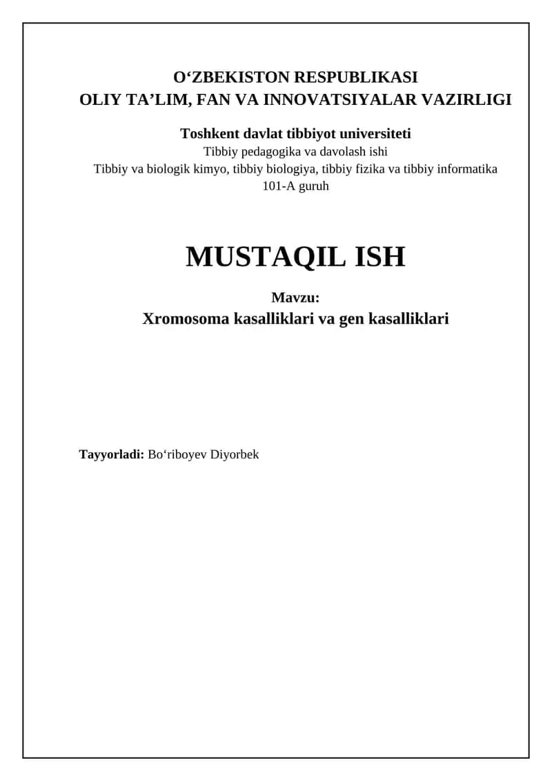 Xromosoma va Genetik Kasalliklar