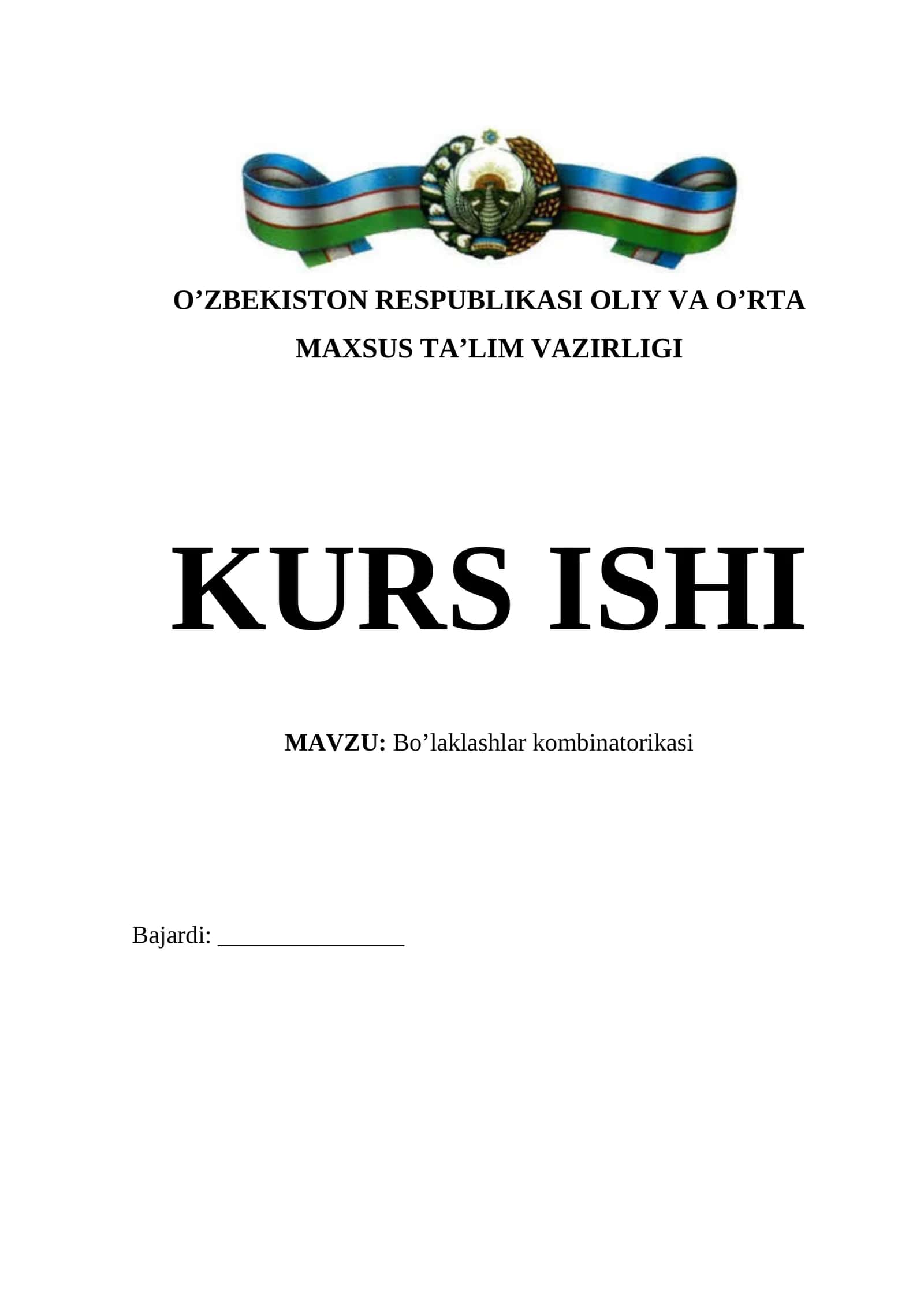 Bo’laklashlar kombinatorikasi