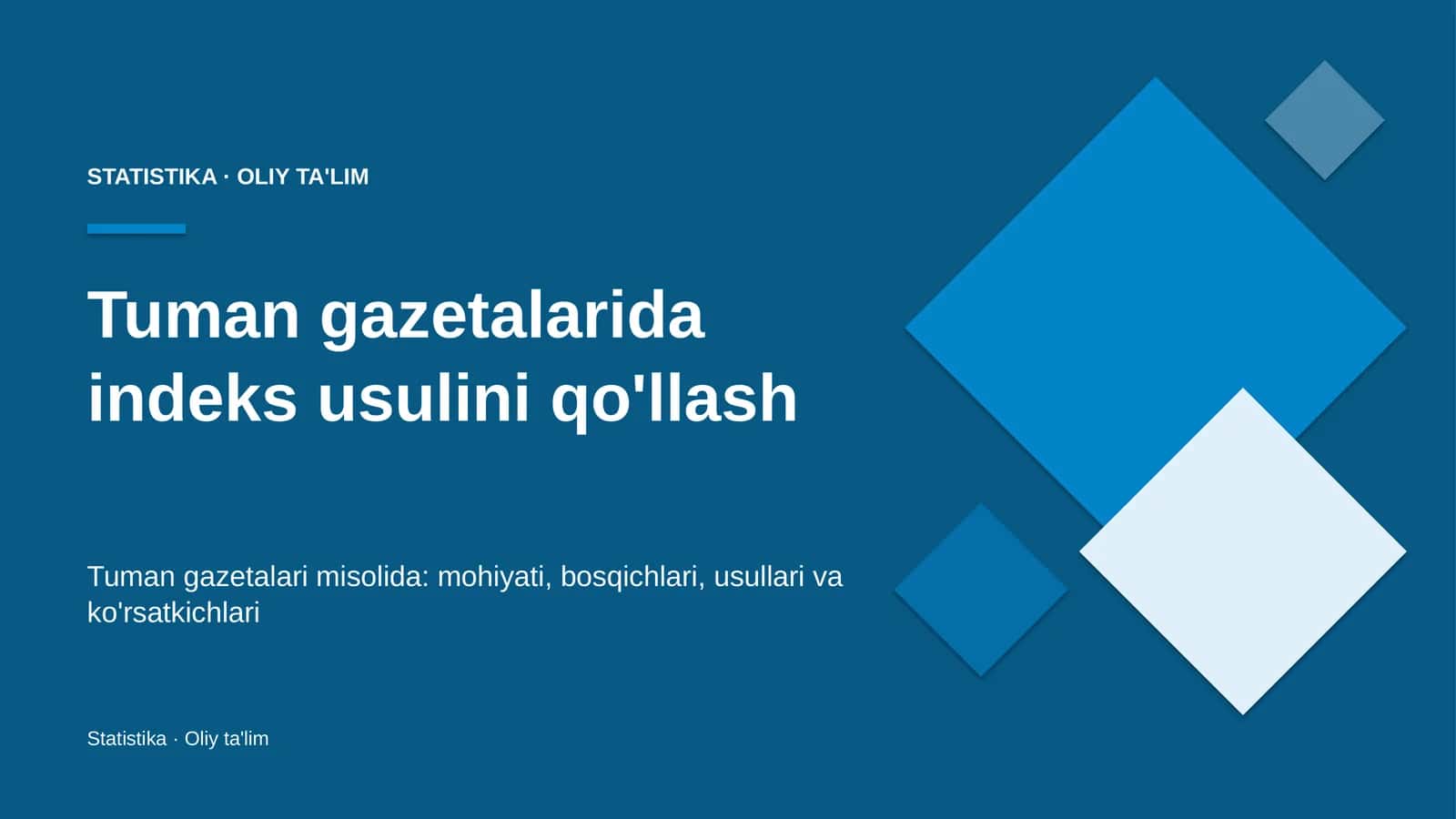 Tuman gazetalarida indeks usulini qo'llash