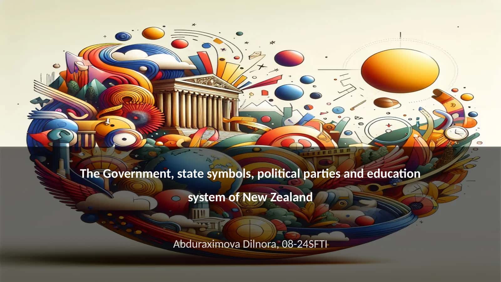The Government, state symbols, political parties and education system of New Zealand