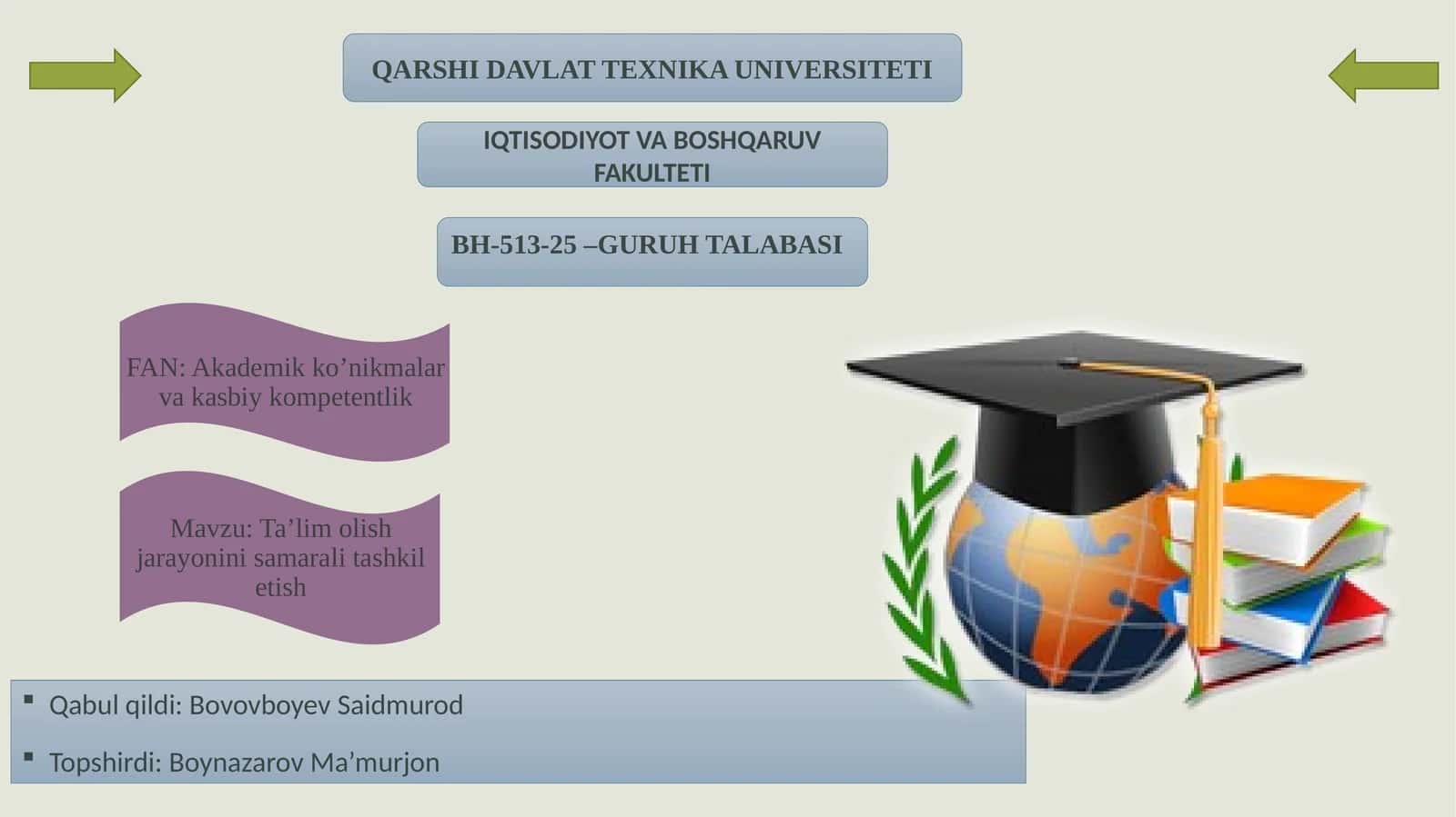 Ta'lim olish jarayonini samarali tashkil etish