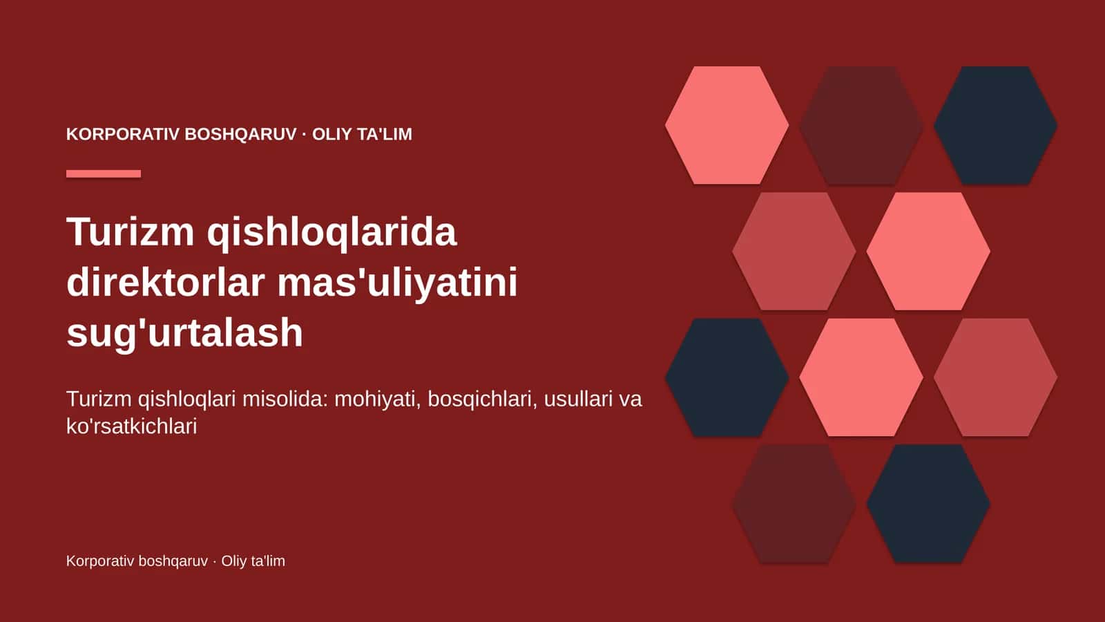 Turizm qishloqlarida direktorlar mas'uliyatini sug'urtalash