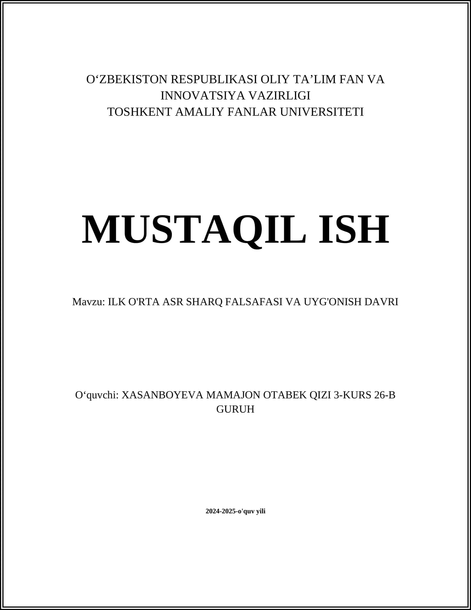 Sharq falsafasining asosiy tushunchalari
