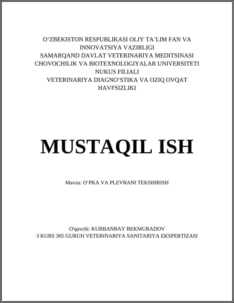 O'PKA VA PLEVRANI TEKSHIRISH