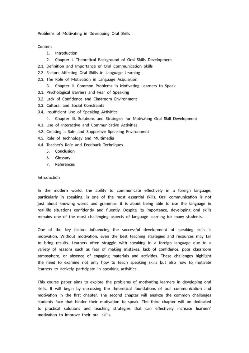 Problems of Motivating in Developing Oral Skills