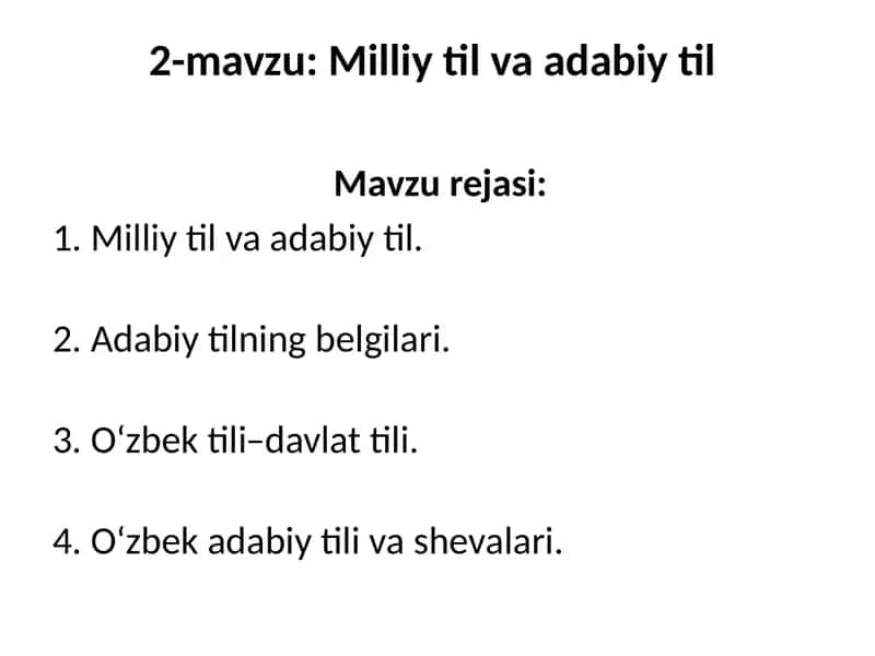 Milliy til va adabiyot