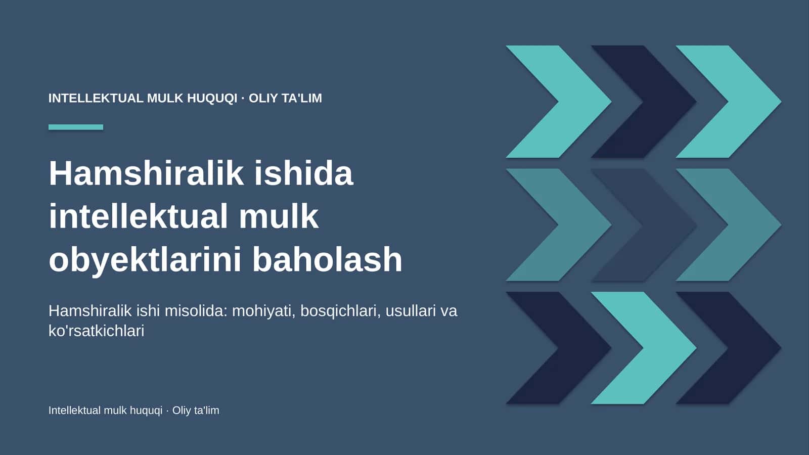 Hamshiralik ishida intellektual mulk obyektlarini baholash