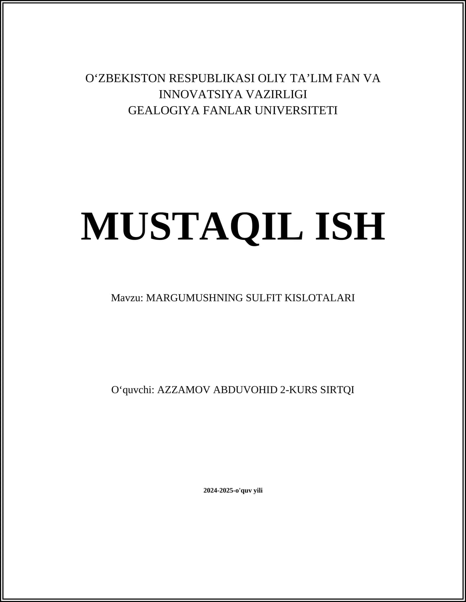 MARGUMUSHNING SULFIT KISLOTALARI