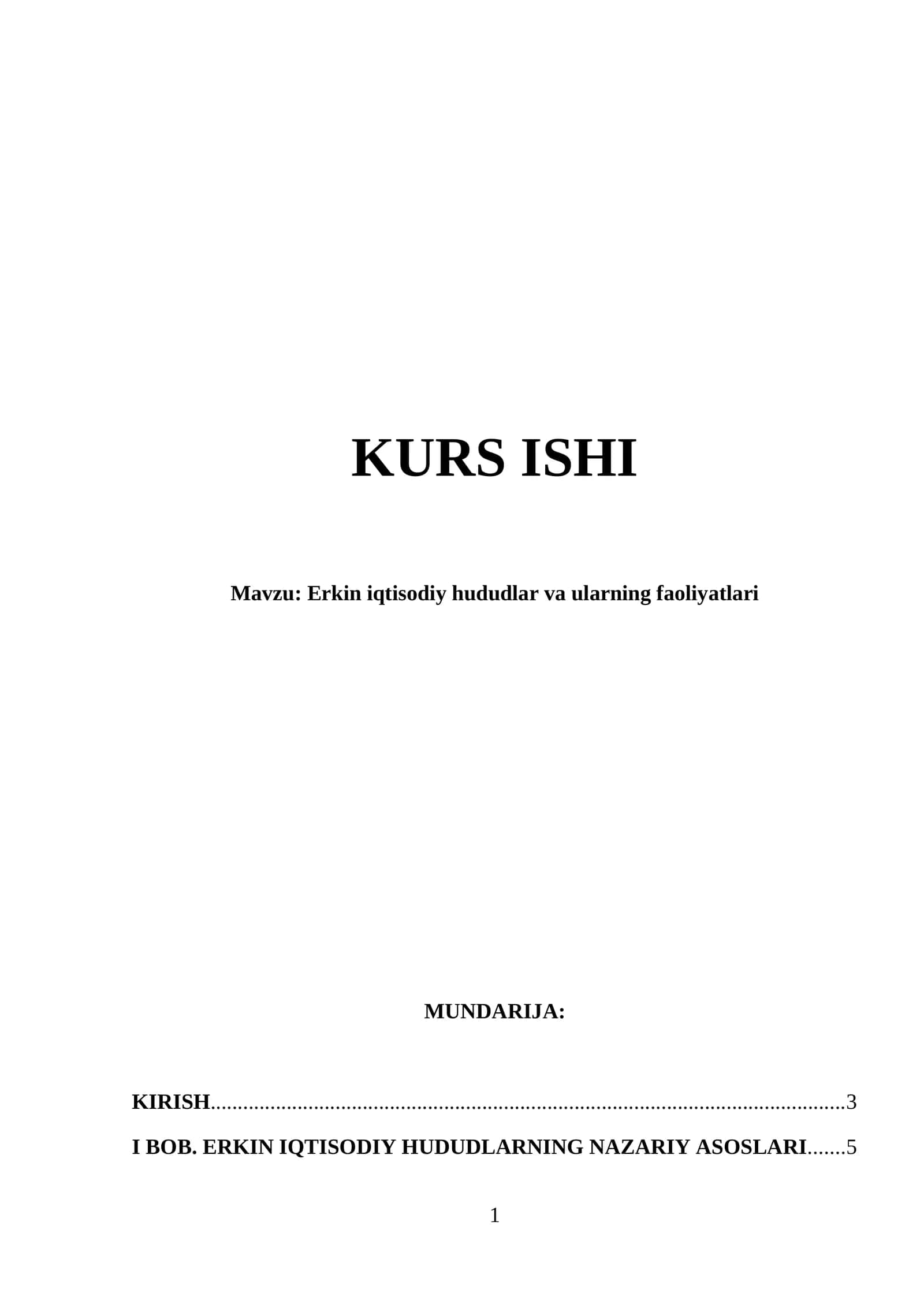 Erkin iqtisоdiy hududlаr vа ulаrning fаоliyаtlаri