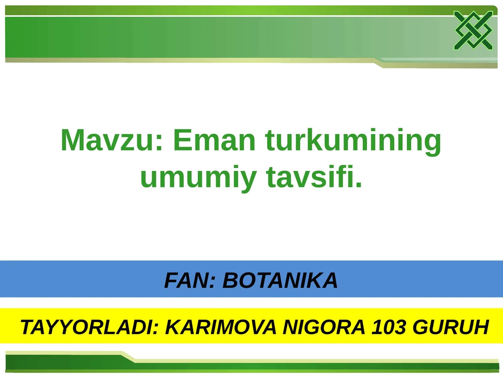 Eman turkumining umumiy tavsifi
